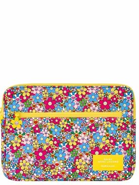 Marc Jacobs Multicolor Daisy Murakami Laptop Sleeve with Yellow Trim